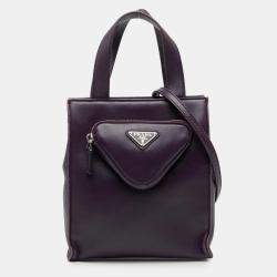 Pre Owned Prada Purple Nappa Front Pocket Satchel