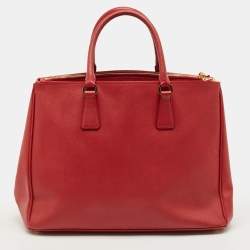 مملوكة مسبقًا Prada Double Zip Large Red Saffiano Leather Tote
