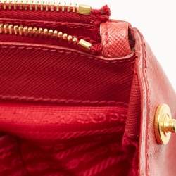 مملوكة مسبقًا Prada Double Zip Large Red Saffiano Leather Tote
