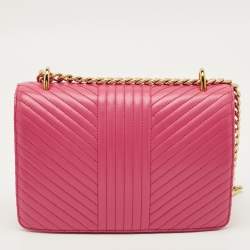 Pre Owned حقيبة كتف برادا جلد عجل ناعم مطرزة وردي بقفل دياغرام