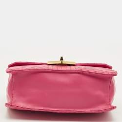 Pre Owned حقيبة كتف برادا جلد عجل ناعم مطرزة وردي بقفل دياغرام