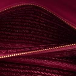 Pre Owned حقيبة كتف برادا جلد عجل ناعم مطرزة وردي بقفل دياغرام