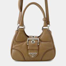 مملوكة مسبقًا Prada Brown Nappa Soft Padded Re Edition 2002 Moon Satchel