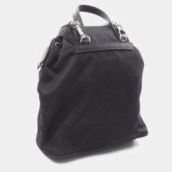 مملوكة مسبقًا Prada Chain Black Nylon Saffiano Leather Crossbody Bag