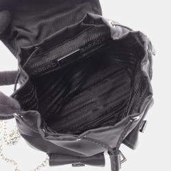 مملوكة مسبقًا Prada Chain Black Nylon Saffiano Leather Crossbody Bag