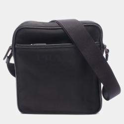 Pre Owned حقيبة كروس برادا نايلون جلدية سوداء