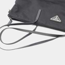 مملوكة مسبقًا Prada Tessuto Black Nylon Saffiano Leather Tote Bag