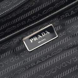مملوكة مسبقًا Prada Tessuto Black Nylon Saffiano Leather Tote Bag