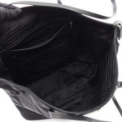 مملوكة مسبقًا Prada Tessuto Black Nylon Saffiano Leather Tote Bag