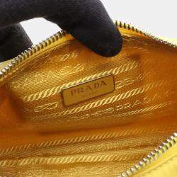 مملوكة مسبقًا Prada Re-Edition 2005 Yellow Nylon Leather Chain Shoulder Bag
