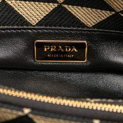 مملوكة مسبقًا Prada Brown Small Triangolo Symbole Jacquard Embroidered Shoulder Bag