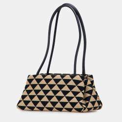 مملوكة مسبقًا Prada Brown Small Triangolo Symbole Jacquard Embroidered Shoulder Bag