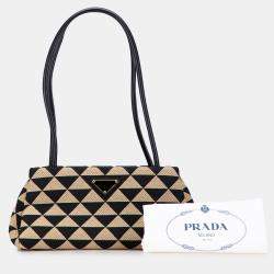 مملوكة مسبقًا Prada Brown Small Triangolo Symbole Jacquard Embroidered Shoulder Bag