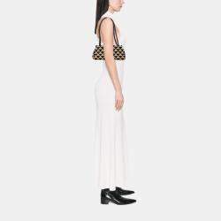 مملوكة مسبقًا Prada Brown Small Triangolo Symbole Jacquard Embroidered Shoulder Bag