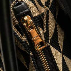 مملوكة مسبقًا Prada Brown Small Triangolo Symbole Jacquard Embroidered Shoulder Bag