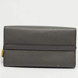 Pre Owned حقيبة برادا إسبلاناد جلد فاخر سافيانو أسود/رمادي