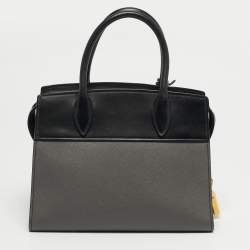 Pre Owned حقيبة برادا إسبلاناد جلد فاخر سافيانو أسود/رمادي