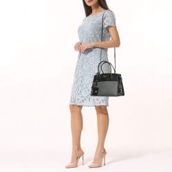 Pre Owned حقيبة برادا إسبلاناد جلد فاخر سافيانو أسود/رمادي