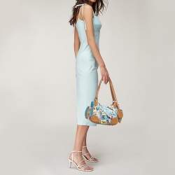 مملوكة مسبقًا Prada Side Pocket Multicolor Venezia Printed Fabric and Leather Satchel