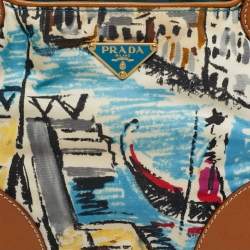 مملوكة مسبقًا Prada Side Pocket Multicolor Venezia Printed Fabric and Leather Satchel