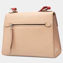 مملوكة مسبقًا Prada Brown Saffiano Cuir Monochrome Envelope Crossbody
