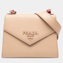 مملوكة مسبقًا Prada Brown Saffiano Cuir Monochrome Envelope Crossbody