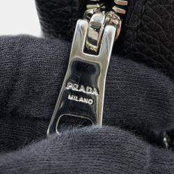 Pre Owned حقيبة كتف برادا فيتيلو دينو لينة جلدية جلدية سوداء