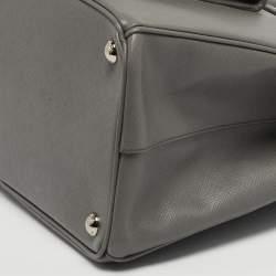 Pre Owned Prada Front Pocket Double Zip Medium Saffiano Leather Tote