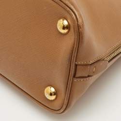 Pre Owned حقيبة برادا ساتشل جلد سافينو بني صغيرة برومايناد