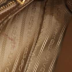 Pre Owned حقيبة برادا ساتشل جلد سافينو بني صغيرة برومايناد