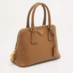 Pre Owned حقيبة برادا ساتشل جلد سافينو بني صغيرة برومايناد