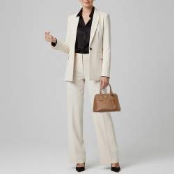 Pre Owned حقيبة برادا ساتشل جلد سافينو بني صغيرة برومايناد