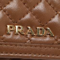 مملوكة مسبقًا Prada Brown Quilted Leather Continental Wallet