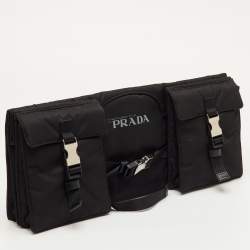 Pre Owned حقيبة كلتش برادا متعددة الوظائف إليزابيث ديلر نايلون أسود نايلون معاد