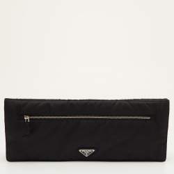 Pre Owned حقيبة كلتش برادا متعددة الوظائف إليزابيث ديلر نايلون أسود نايلون معاد