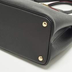 مملوكة مسبقًا حقيبة يد برادا يد مزدوجة جلد كوير سافيانو سوداء صغيرة