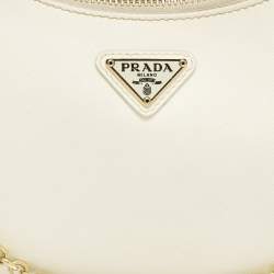 Pre Owned Prada Re-Edition 2005 Off White Saffiano Lux Leather Shoulder Bag