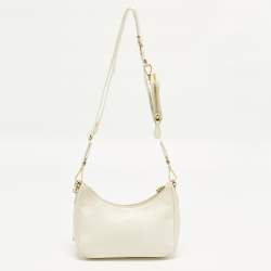 Pre Owned Prada Re-Edition 2005 Off White Saffiano Lux Leather Shoulder Bag