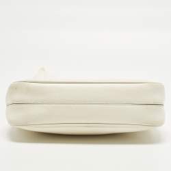 Pre Owned Prada Re-Edition 2005 Off White Saffiano Lux Leather Shoulder Bag