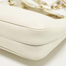 Pre Owned Prada Re-Edition 2005 Off White Saffiano Lux Leather Shoulder Bag