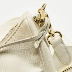 Pre Owned Prada Re-Edition 2005 Off White Saffiano Lux Leather Shoulder Bag