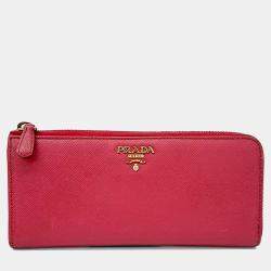 مملوكة مسبقًا Prada Pink Leather Saffiano Long Wallet