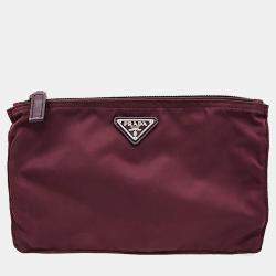مملوكة مسبقًا Prada Burgundy Canvas pouch
