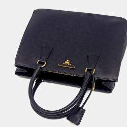 مملوكة مسبقًا Prada Black Saffiano Leather Saffiano Luxe Tote and Shoulder Bag