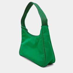 مملوكة مسبقًا Prada Green Nylon Tessuto Hobo Bag