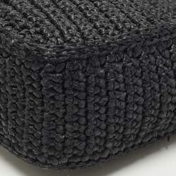 Pre Owned Prada Re-Edition 2005 Black Woven Raffia Shoulder Bag