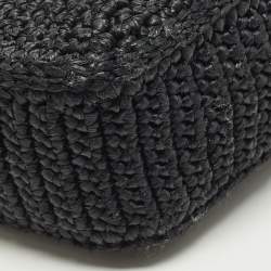 Pre Owned Prada Re-Edition 2005 Black Woven Raffia Shoulder Bag