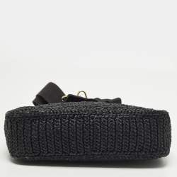 Pre Owned Prada Re-Edition 2005 Black Woven Raffia Shoulder Bag
