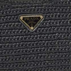 Pre Owned Prada Re-Edition 2005 Black Woven Raffia Shoulder Bag