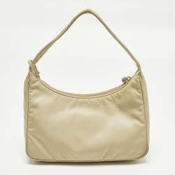 Pre Owned Prada Re-Edition 2000 Cream Nylon Shoulder Bag